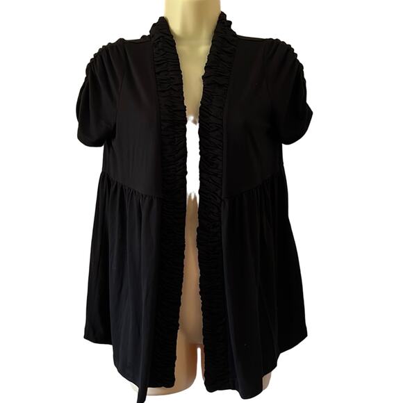 August Silk Black Knit Open Front Jacket Top Woman Size Small Y2K - Picture 2 of 10